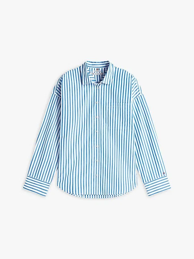 Camisa de popelín a rayas de corte holgado Camisa de popelín a rayas de corte holgado
