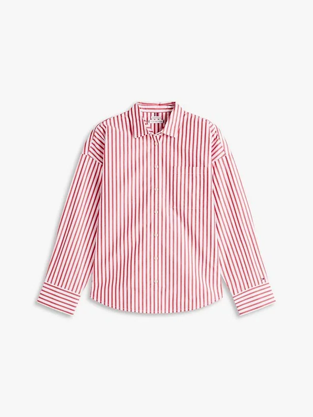 Camisa de popelín a rayas de corte holgado Camisa de popelín a rayas de corte holgado