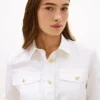 Camisa de popelín de corte holgado con botones dorados Camisa de popelín de corte holgado con botones dorados
