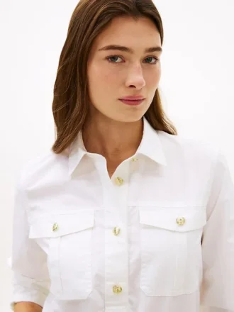 Camisa de popelín de corte holgado con botones dorados