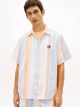 Camisa de rayas de tejido dobby de corte holgado de Tommy Jeans