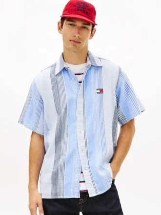 Camisa de rayas de tejido dobby de corte holgado de Tommy Jeans