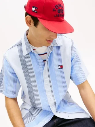 Camisa de rayas de tejido dobby de corte holgado de Tommy Jeans