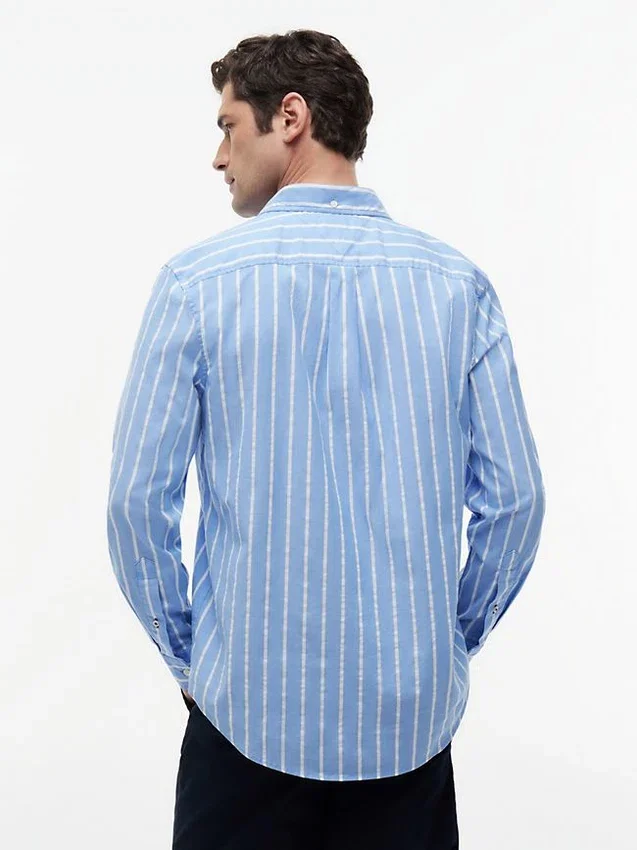 Camisa de rayas mixtas de corte regular para todo el día Camisa de rayas mixtas de corte regular para todo el día
