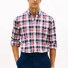 Camisa de sarga a cuadros llamativos de corte regular Camisa de sarga a cuadros llamativos de corte regular
