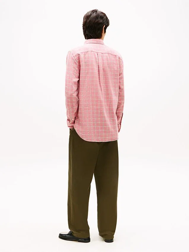 Camisa de sarga cepillada a cuadros de corte regular Camisa de sarga cepillada a cuadros de corte regular
