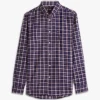 Camisa de sarga cepillada a cuadros de corte regular Camisa de sarga cepillada a cuadros de corte regular