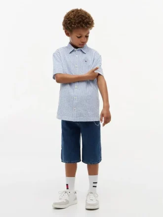 Camisa de seersucker a rayas para niño