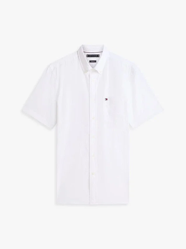 Camisa de seersucker de corte regular Camisa de seersucker de corte regular