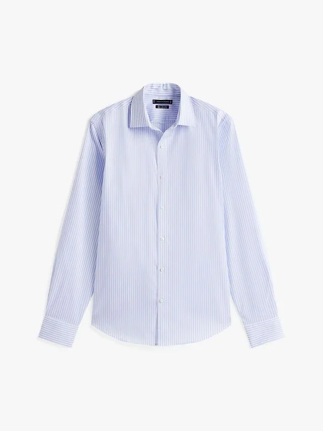 Camisa de vestir a rayas THFlex de corte entallado Camisa de vestir a rayas THFlex de corte entallado