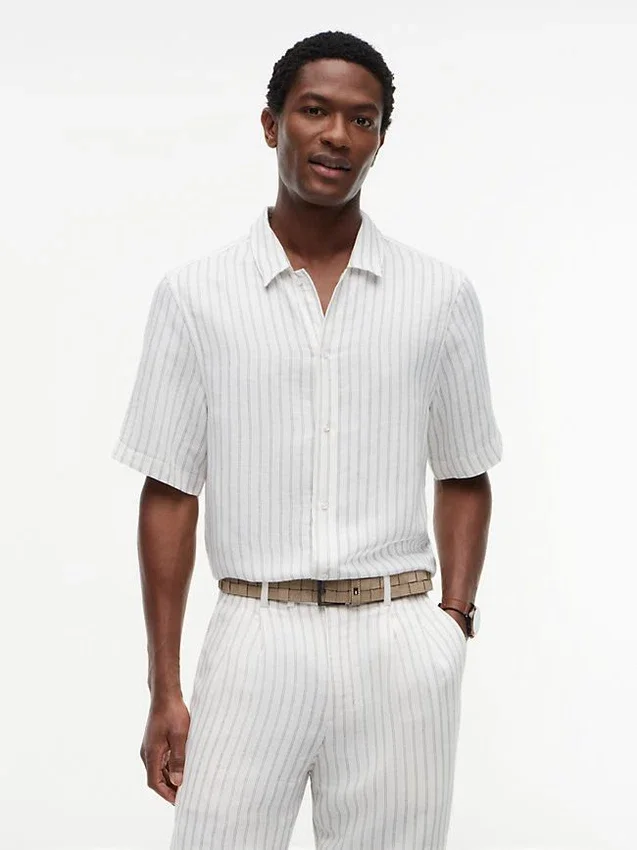 Camisa holgada de mezcla de lino de New York Label Camisa holgada de mezcla de lino de New York Label