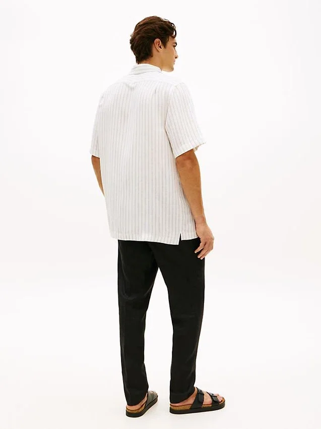 Camisa holgada de mezcla de lino de New York Label Camisa holgada de mezcla de lino de New York Label