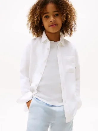 Camisa holgada de mezcla de lino para niño