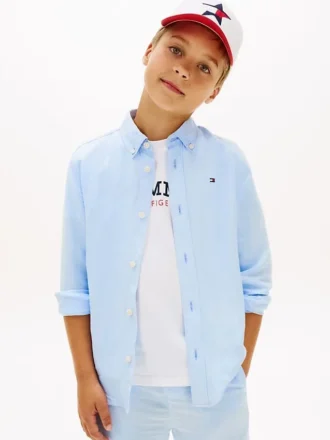 Camisa holgada de mezcla de lino para niño