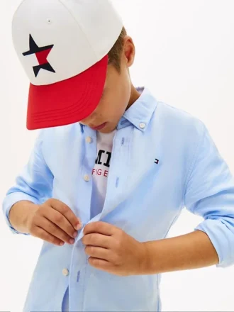 Camisa holgada de mezcla de lino para niño