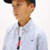 Camisa infantil a rayas de mezcla de lino