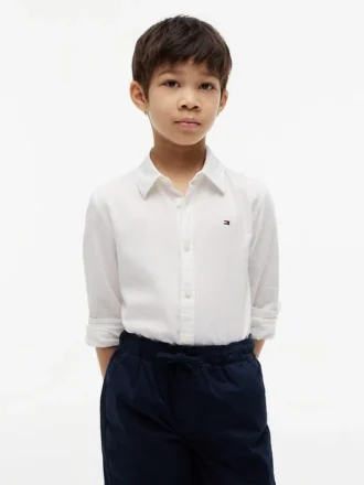 Camisa infantil de mezcla de lino y algodón
