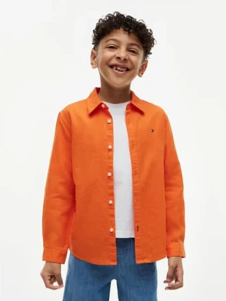 Camisa infantil de mezcla de lino y algodón