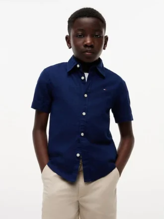 Camisa infantil de mezcla de lino y algodón