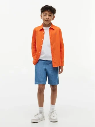 Camisa infantil de mezcla de lino y algodón