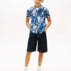 Camisa infantil de mezcla de lino y algodón con estampado floral