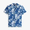 Camisa infantil de mezcla de lino y algodón con estampado floral