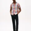 Camisa Madras de mezcla de lino de corte regular Camisa Madras de mezcla de lino de corte regular