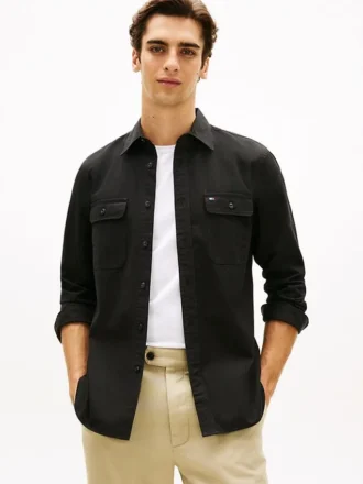 Camisa oversize de sarga cepillada de corte regular
