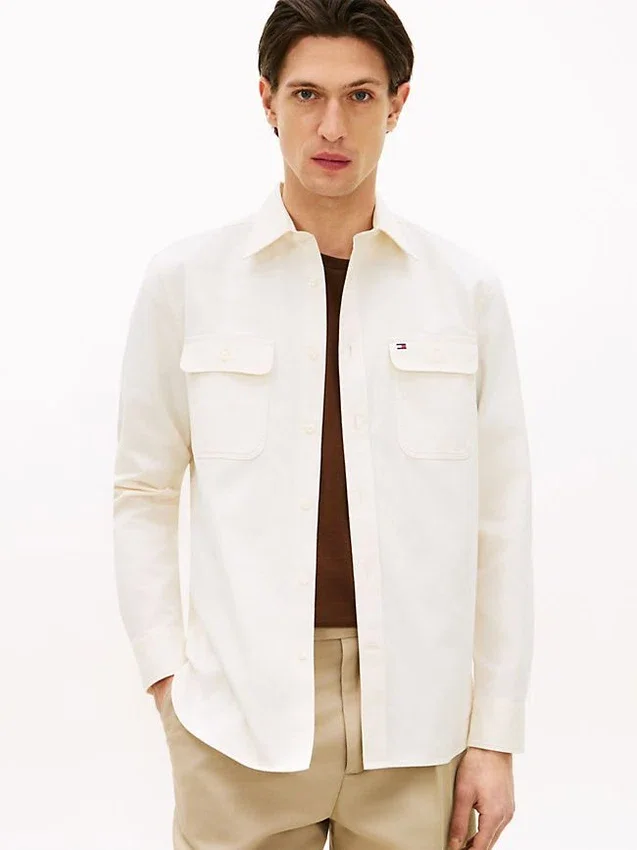 Camisa oversize de sarga cepillada de corte regular Camisa oversize de sarga cepillada de corte regular