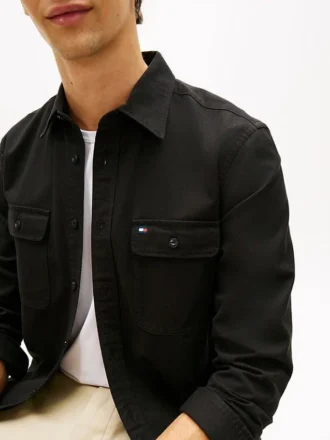 Camisa oversize de sarga cepillada de corte regular
