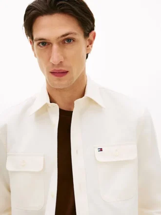Camisa oversize de sarga cepillada de corte regular