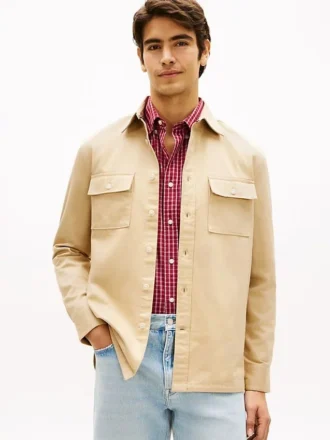 Camisa oversize de sarga con efecto slub y corte regular