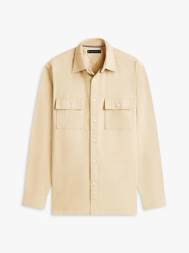 Camisa oversize de sarga con efecto slub y corte regular Camisa oversize de sarga con efecto slub y corte regular