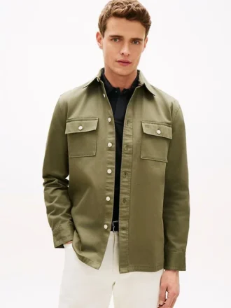 Camisa oversize de sarga slub de corte regular Camisa oversize de sarga slub de corte regular