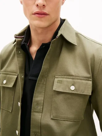 Camisa oversize de sarga slub de corte regular Camisa oversize de sarga slub de corte regular