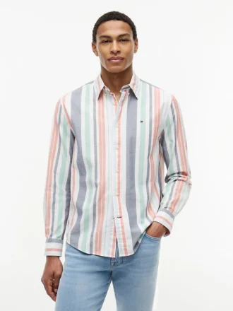 Camisa Oxford a rayas de corte regular