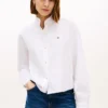 Camisa Oxford corta con ribete de volantes
