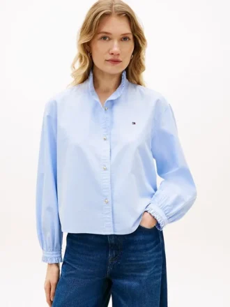 Camisa Oxford corta con volantes
