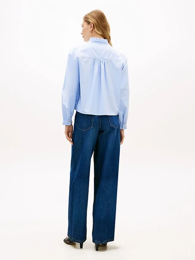 Camisa Oxford corta con volantes Camisa Oxford corta con volantes
