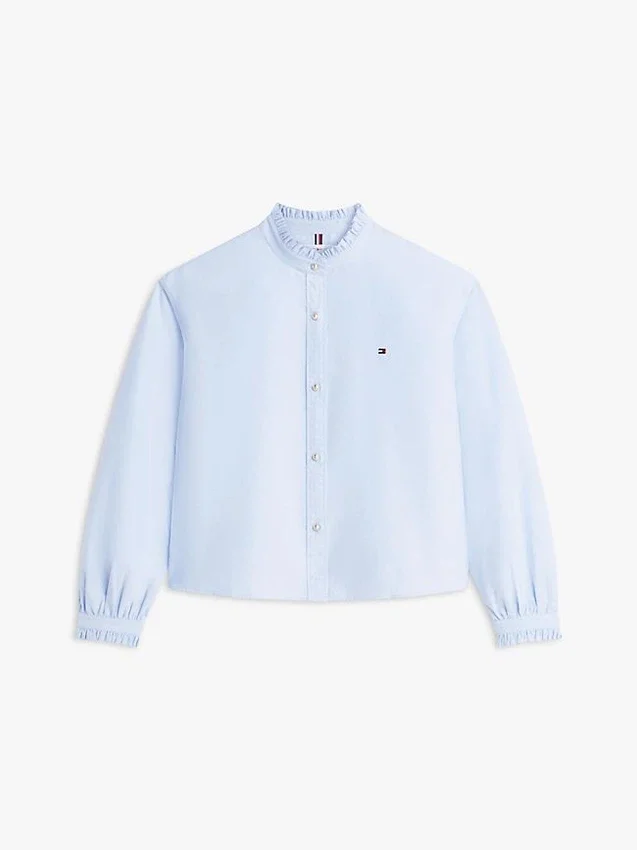 Camisa Oxford corta con volantes Camisa Oxford corta con volantes