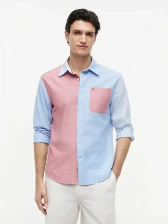 Camisa Oxford de corte regular con bloques de color