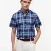 Camisa Oxford de cuadros llamativos de corte regular Camisa Oxford de cuadros llamativos de corte regular