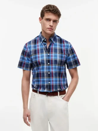 Camisa Oxford de cuadros llamativos de corte regular