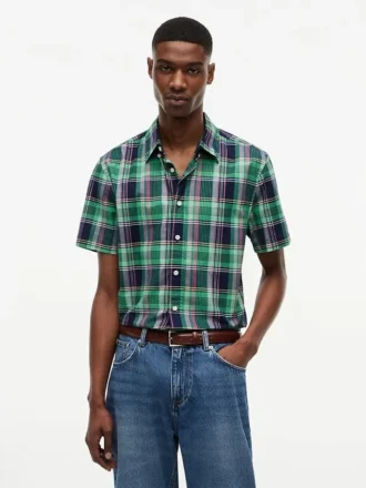 Camisa Oxford de cuadros llamativos de corte regular
