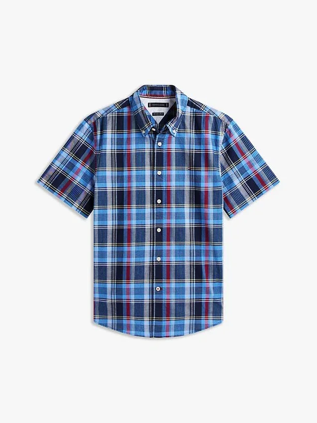 Camisa Oxford de cuadros llamativos de corte regular Camisa Oxford de cuadros llamativos de corte regular