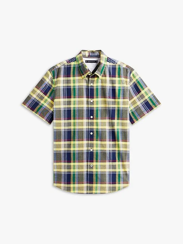 Camisa Oxford de cuadros llamativos de corte regular Camisa Oxford de cuadros llamativos de corte regular