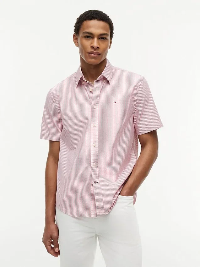 Camisa Oxford de manga corta a rayas Camisa Oxford de manga corta a rayas