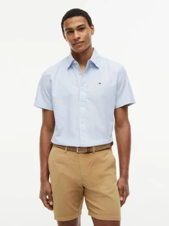 Camisa Oxford de manga corta a rayas