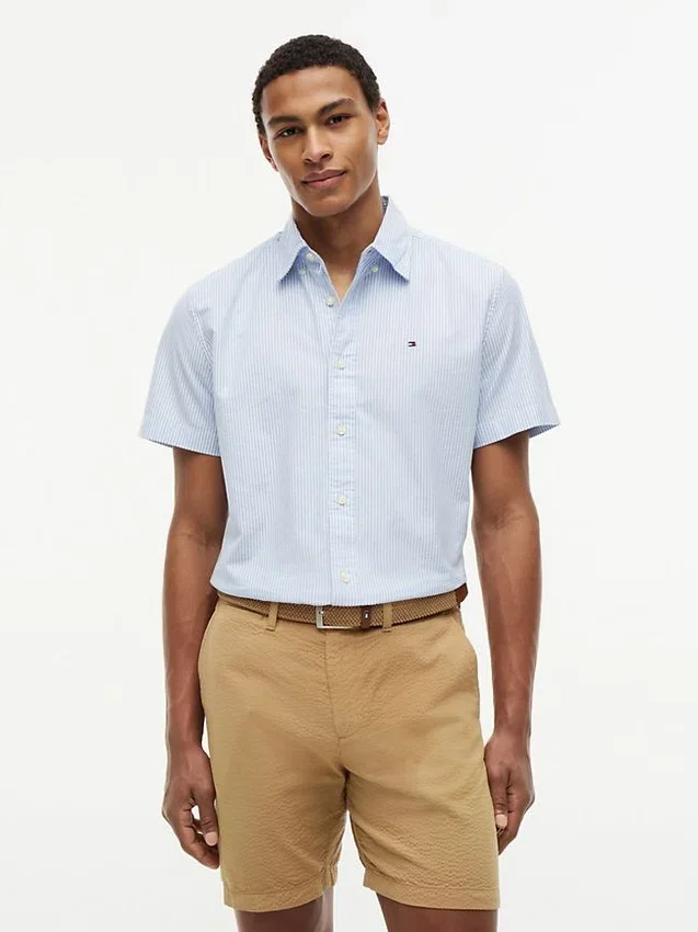 Camisa Oxford de manga corta a rayas Camisa Oxford de manga corta a rayas