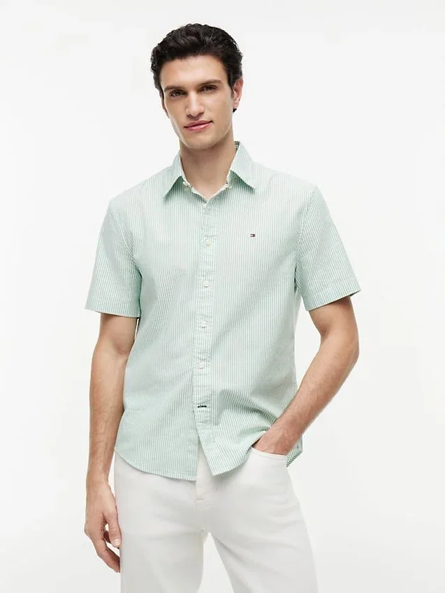 Camisa Oxford de manga corta a rayas Camisa Oxford de manga corta a rayas